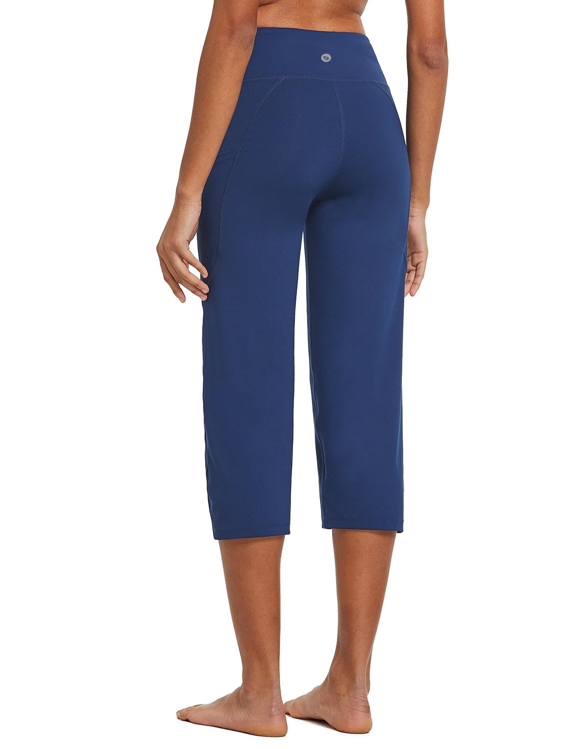Baleaf Women's Capri Pants With Pockets High-Waist Navy Blue M