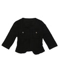 Allegra K Denim Jacket For Women's Collarless Cardigan 3/4 Sleeve Crop Jean Jackets X-large All Black