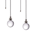 Ceiling Fan Pull Chain, 2pcs Clear 30mm Diameter Crystal Ball Fan Pull Chain, 20 Inches Fan Pulls Set with Connector Ceiling Fan Pull Chain Ornaments Lighting Accessories