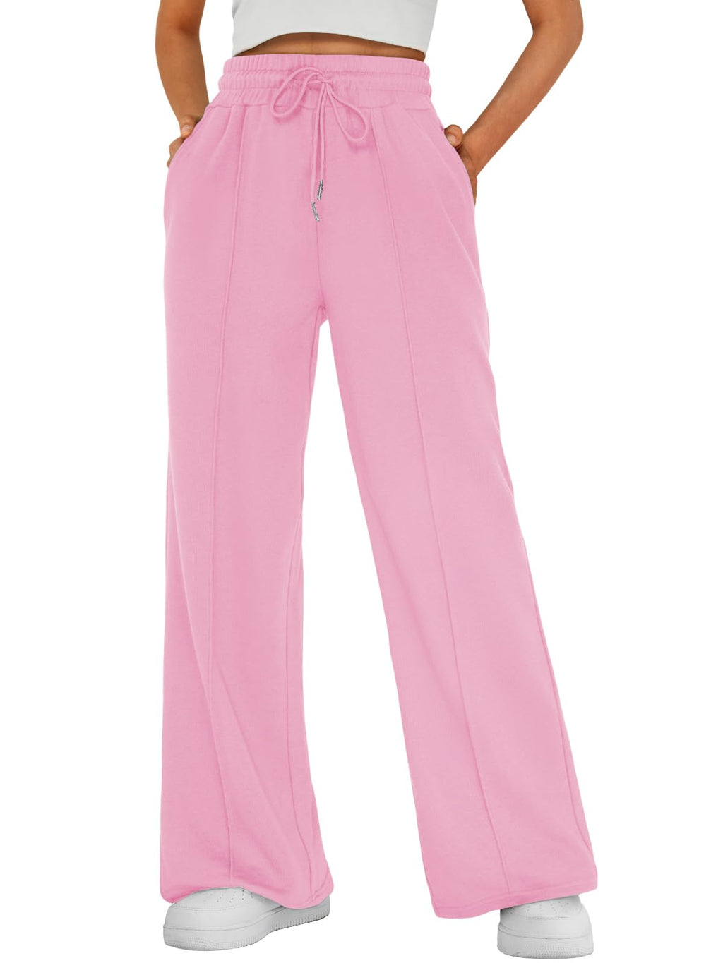 Automet Women's Wide-Leg Sweatpants Baggy Lounge Sweat Pants Pink S