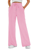 Automet Women's Wide-Leg Sweatpants Baggy Lounge Sweat Pants Pink 2xl