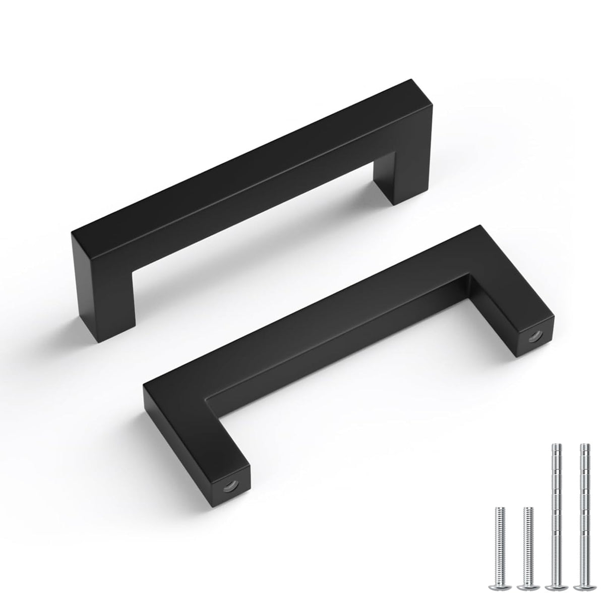 Goldenwarm 10 Pack 3 Inch Matte Black Cabinet Handles, Solid Square Bar Drawer Pulls, Modern Cabinet Hardware for Kitchen Bathroom Cupboard Dresser
