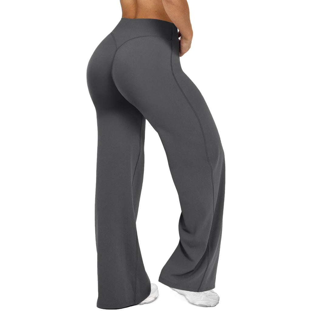 Jgs1996 Wide-Leg Yoga Pants Bottoms Straight-Leggings For - Dark Grey