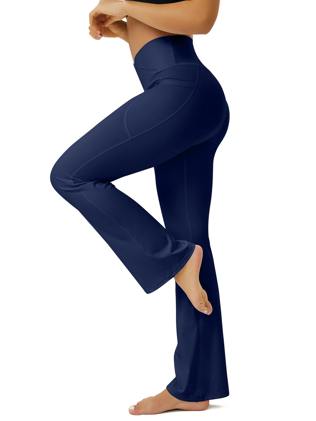 Fohofo Yoga Pants Women Flare Leggings For With Pockets - Dark Blue