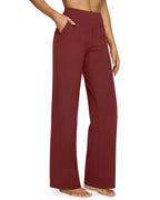 G4free Wide-Leg Yoga Dress Pants For Women Stretch Dark Burgundy Xxl
