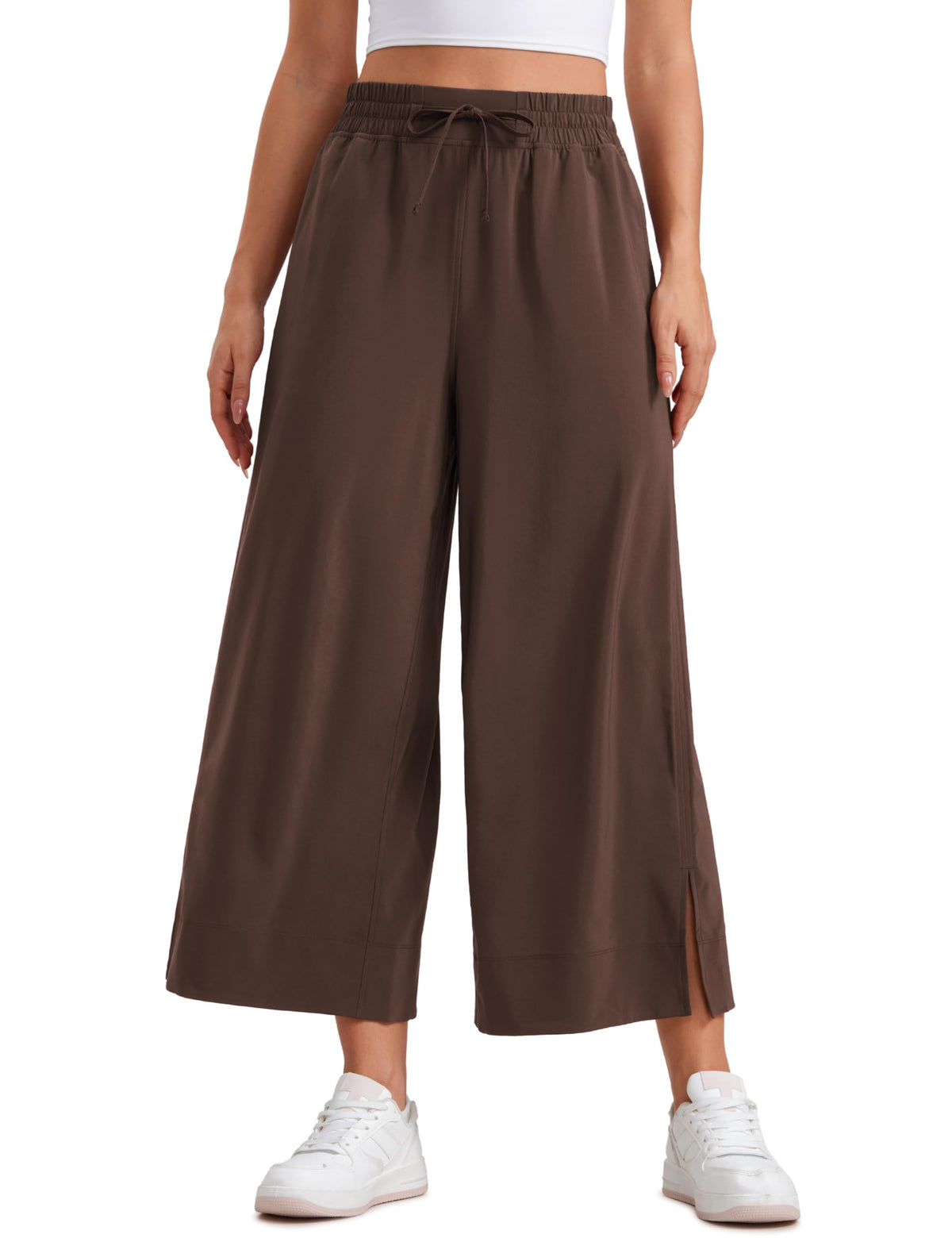 Women's Crz Yoga Lightweight Wide-Leg Crop Pants 25" Hot Fudge Brown