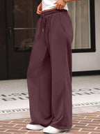 Automet Women's Wide-Leg Sweatpants Baggy Lounge Sweat Pants Winered