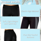 Urchics Women's Plus-Size Rash Guard Capris Long Swim - Black Gray