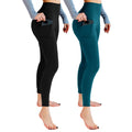 Leafigure 2-pack High-Waist Leggings With Pockets For Women Black/teal