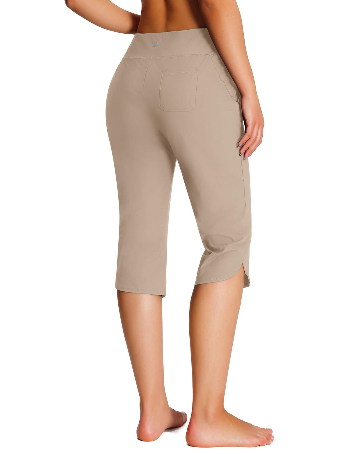 Emlovm Women's Modest Swimsuits Tankinis Capris Pants Long Swim Shorts Knee Length Beach Swimwear Tankini Bottoms with Pockets UPF50+ Summer Brown Medium