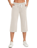Specialmagic Women's Capri Pants Cotton Sweatpants Oatmeal L