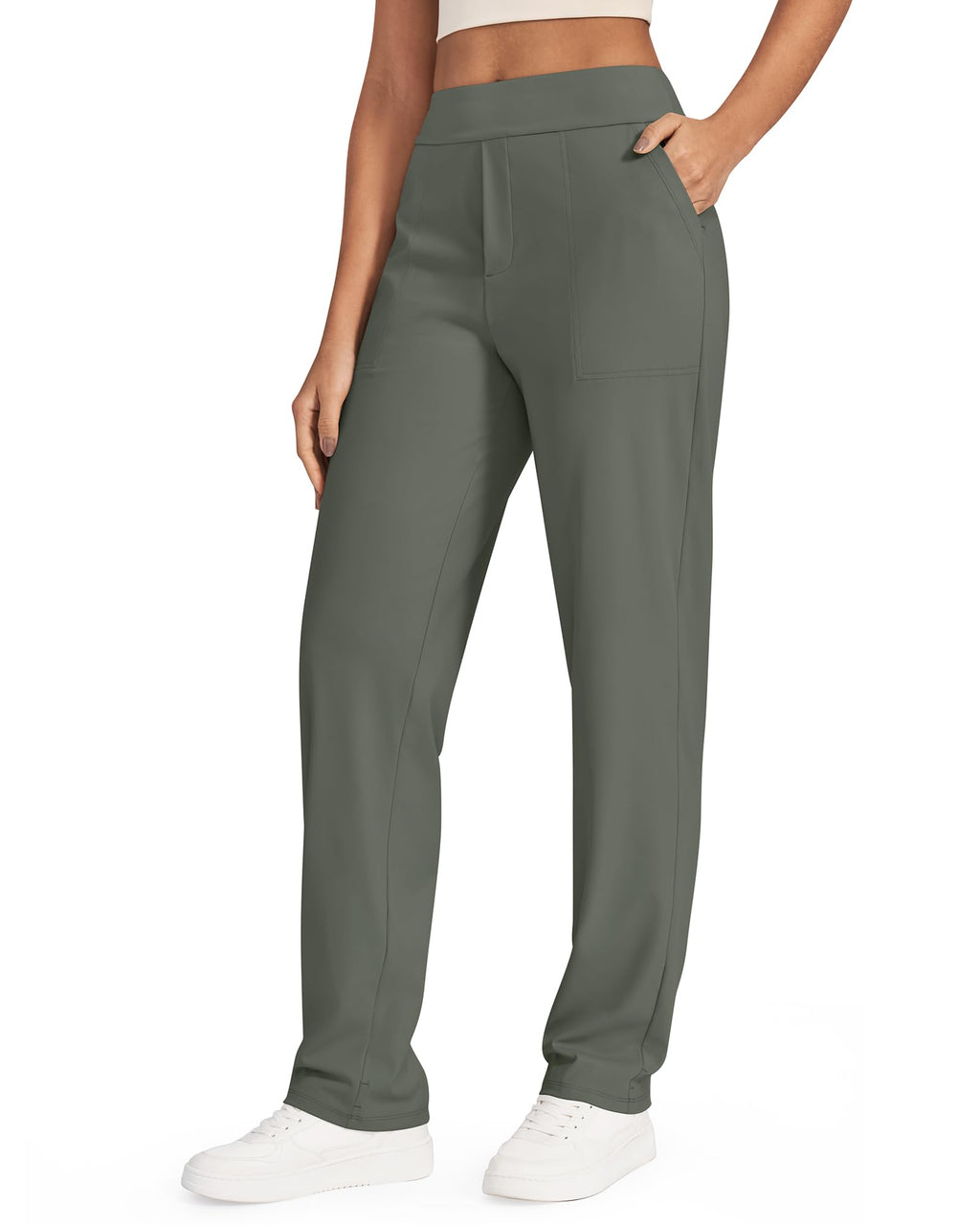 G4free Straight Athletic Pants For Women Dress Work Gray Sage Xxl
