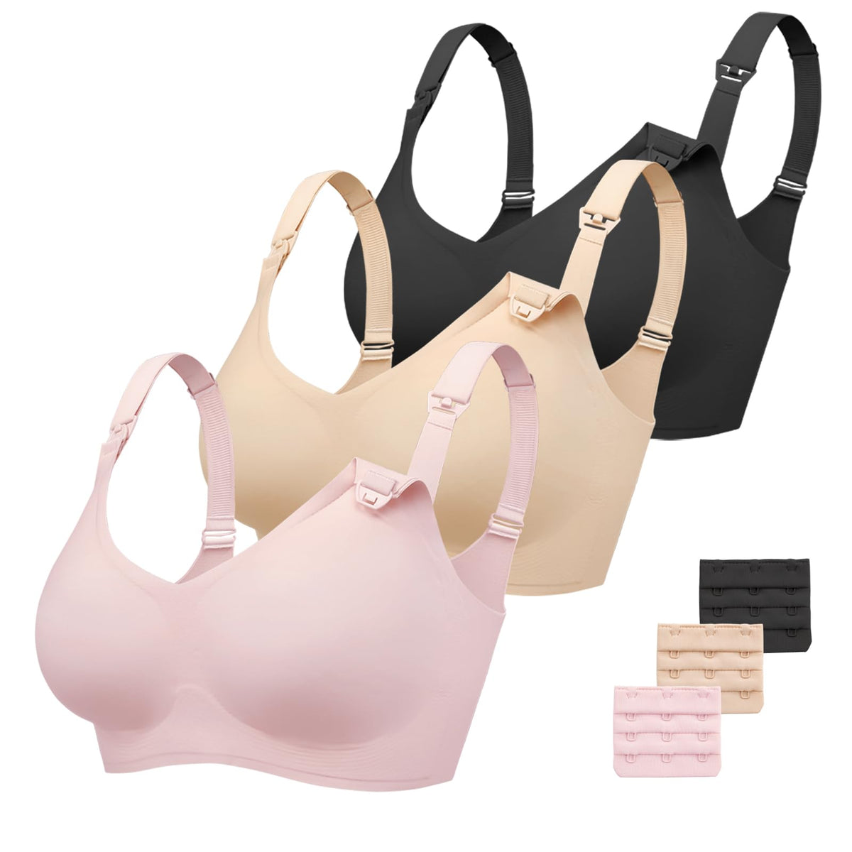 Women's Vinfact 3 Pack for Breastfeeding Comfort for Pregnancy Wireless Seamless Nursing Bra