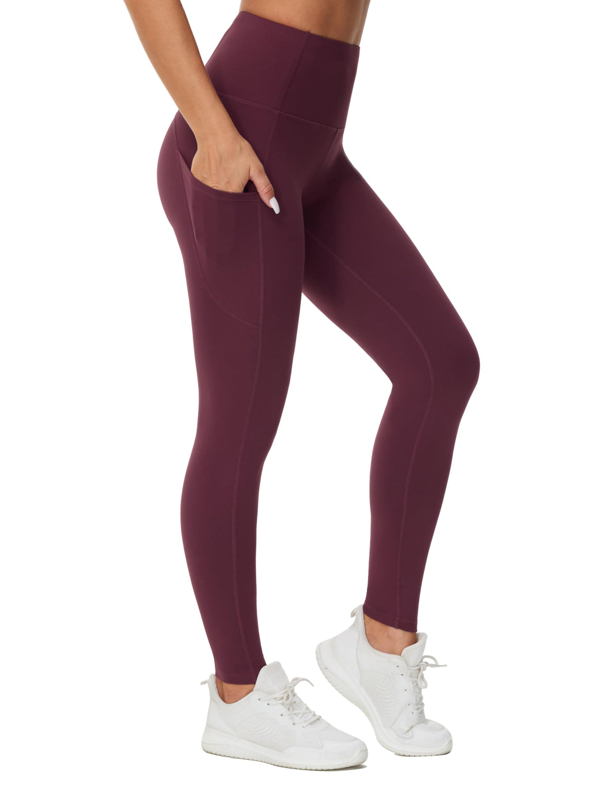 The Gym People Women's Thick High-Waist Yoga Pants Workout - Dark Red