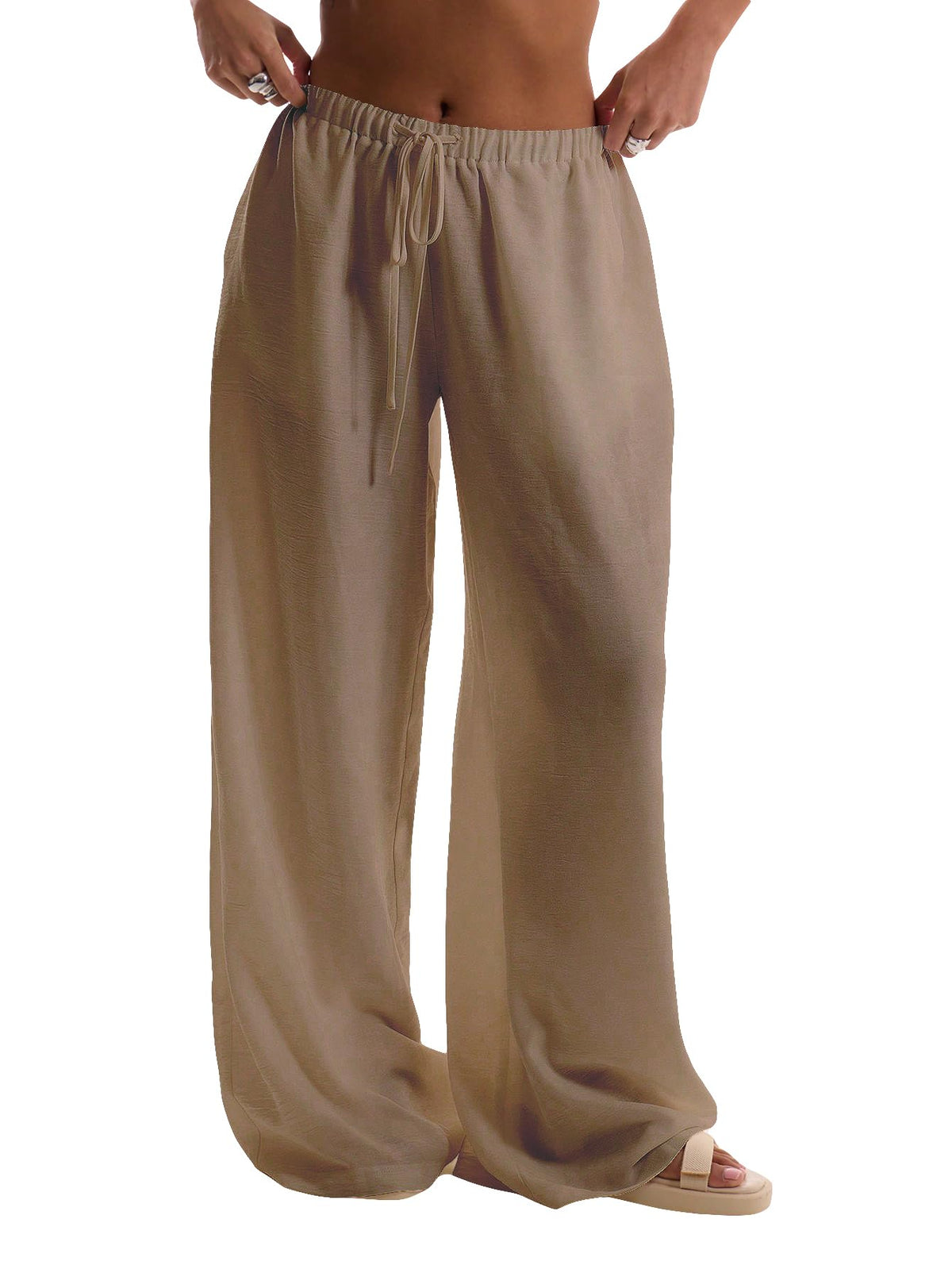 RoseSeek Women's Wide Leg Linen Pants Mesh Beach Cover Up Vacation Outfits