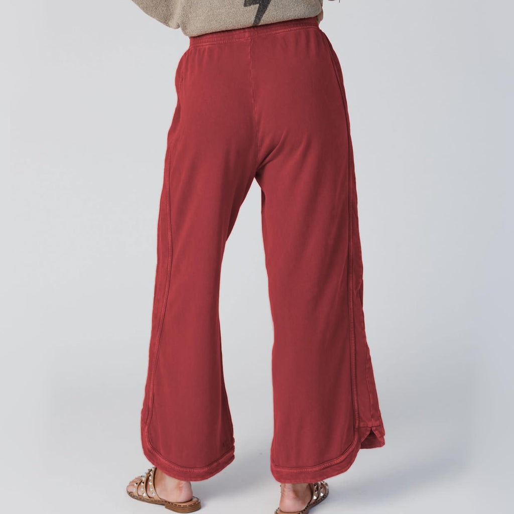 Hixiaohe Women's Casual Wide-Leg Sweatpants High-Waist Baggy Acid - Red