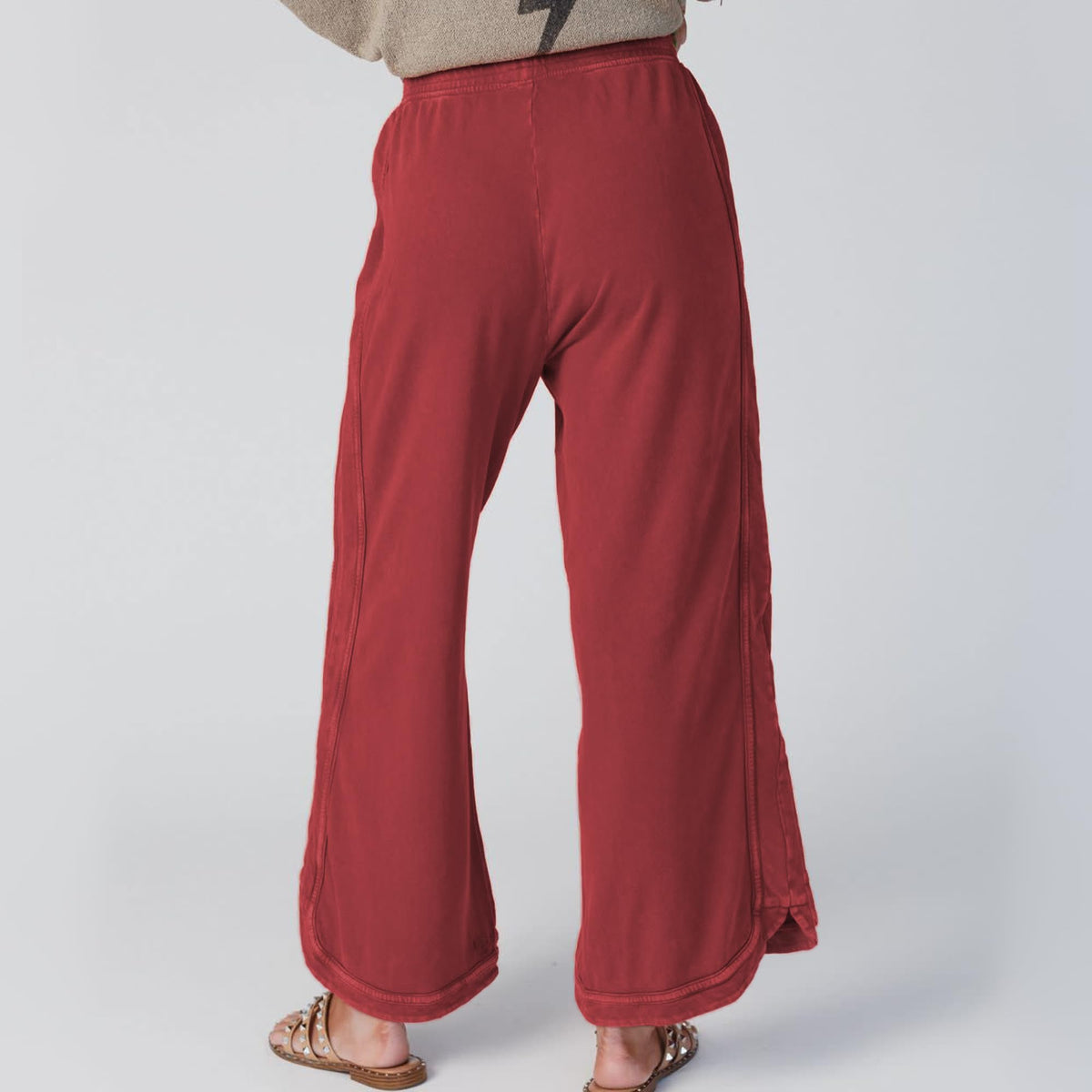 Hixiaohe Women's Casual Wide-Leg Sweatpants High-Waist Baggy Acid - Red