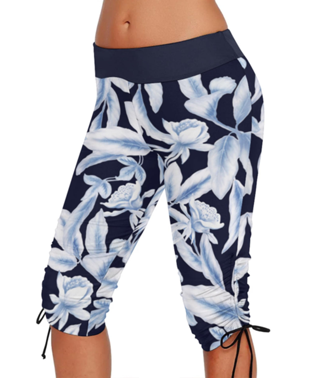 Urchics Women's Plus-Size Rash Guard Capris Long Swim - Style 10