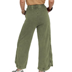 Hixiaohe Women's Casual Wide-Leg Sweatpants High-Waist - Army-green