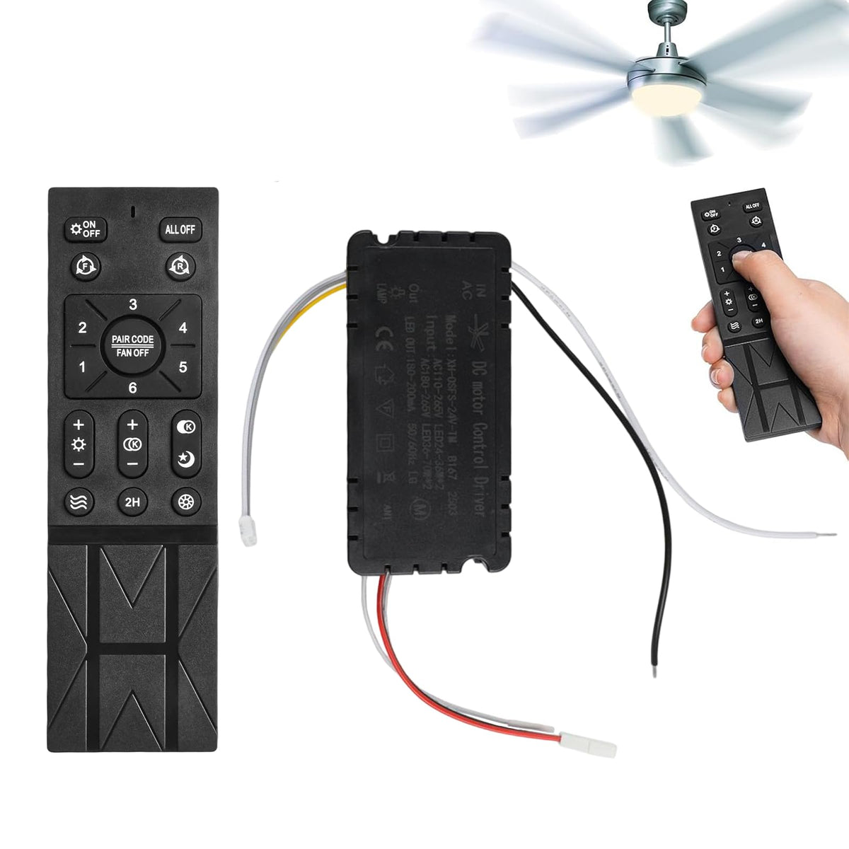 Ceiling Fan Lights Remote Control Kit With 6 Speeds Settings Variable for frequency Dimming Controller Driver AC 110V-265V