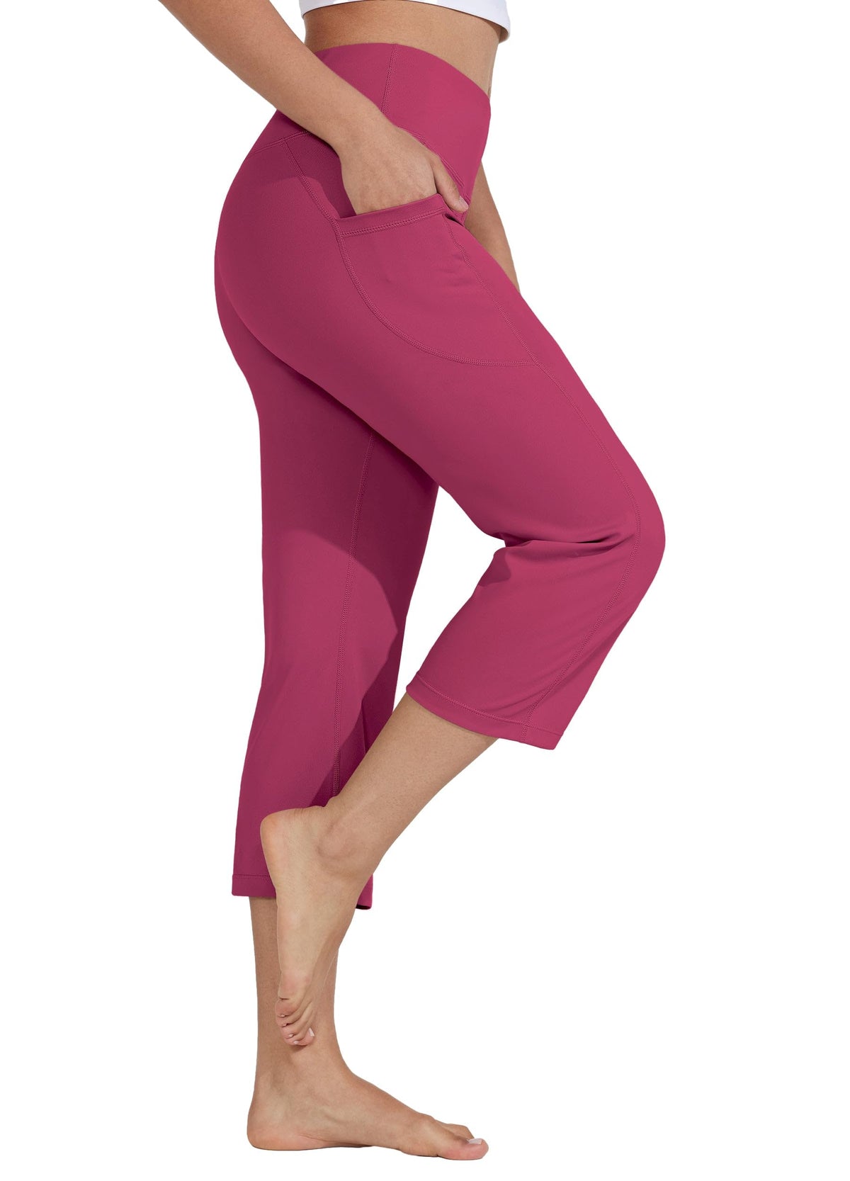 Willit Women's Yoga Capris Pants High-Waist Leggings Crop - Size XX-Large