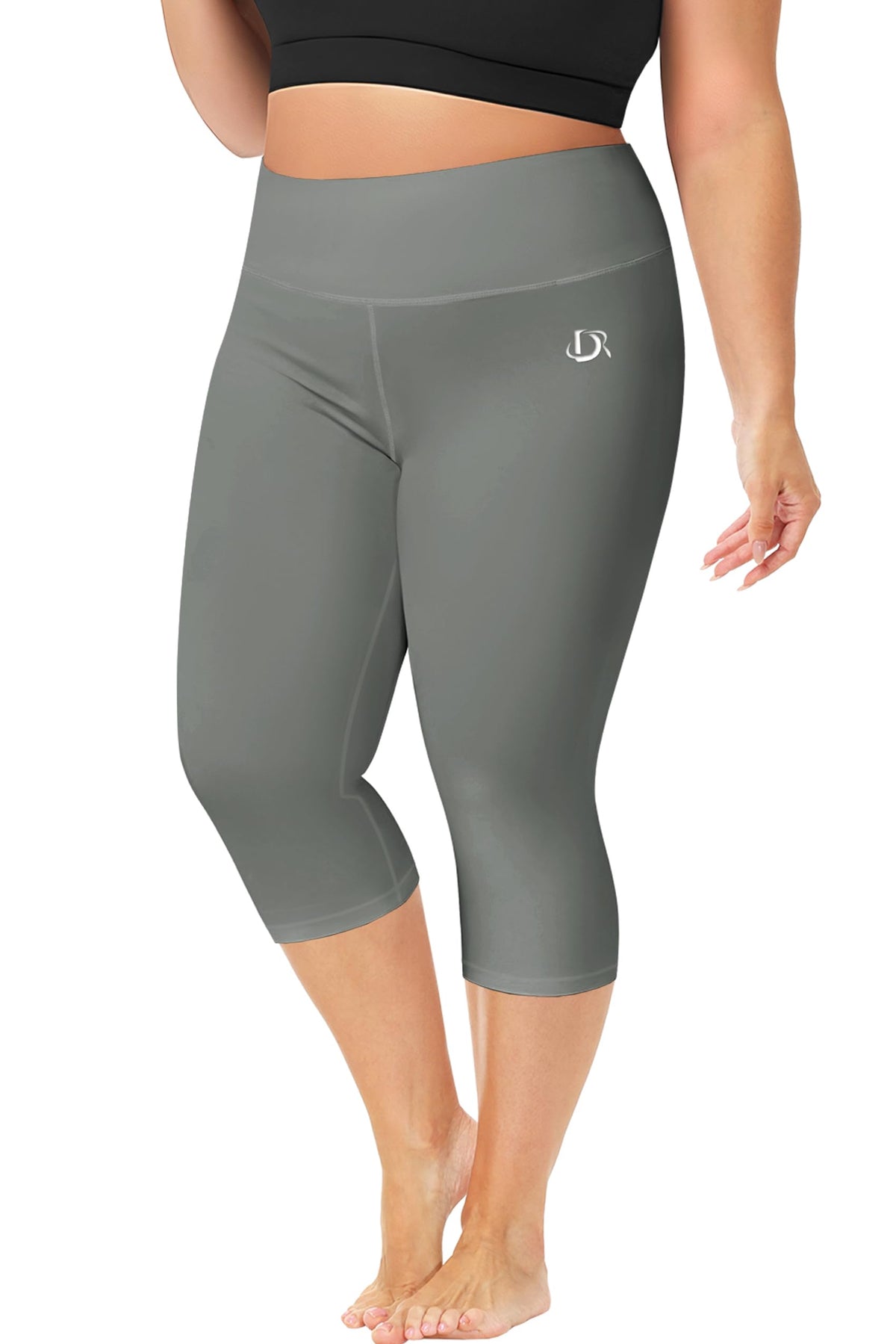 Grey Women's Swim Pants Surfing Tights Hawaiian Tropical UV Blocking Plus Size Water Sport Tummy Control Capris 2X