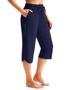 Viodia Women's 18" Plus-Size Modest Swim Capris Pants Navy 4xl