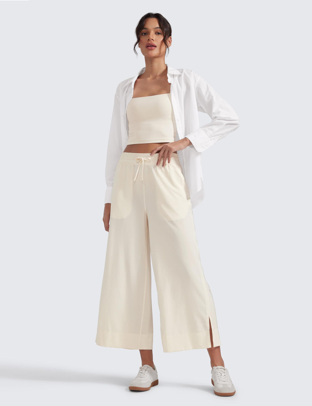 Women's Crz Yoga Lightweight Wide-Leg Crop Pants 25" White - Size X-Large