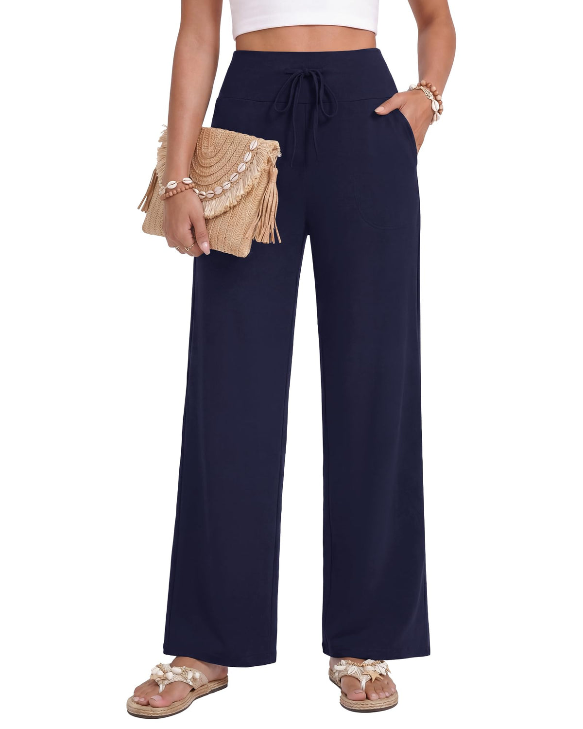 Zoosixx Lounge Pants Women Wide-Leg For Loose Casual Flowy Sweatpants