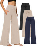 Showitty 3 Pack Women's Wide-Leg Yoga Pants With Pockets For Lounge