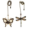 Ceiling Fan Pull Chain Ornaments Extension,12 Inches Lighting And Fan Beaded Ball Fan Pull Chain Extender with Connector, Dragonfly and Butterfly Ceiling Fan Pull Chain Set-2Pcs