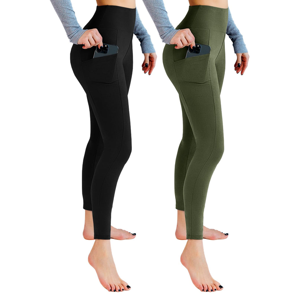 Leafigure 2-pack High-Waist Leggings With Pockets For - Size Small-Medium