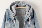 Lifeshe Women's Casual Detachable Hoodie Denim Jacket - A-light Blue