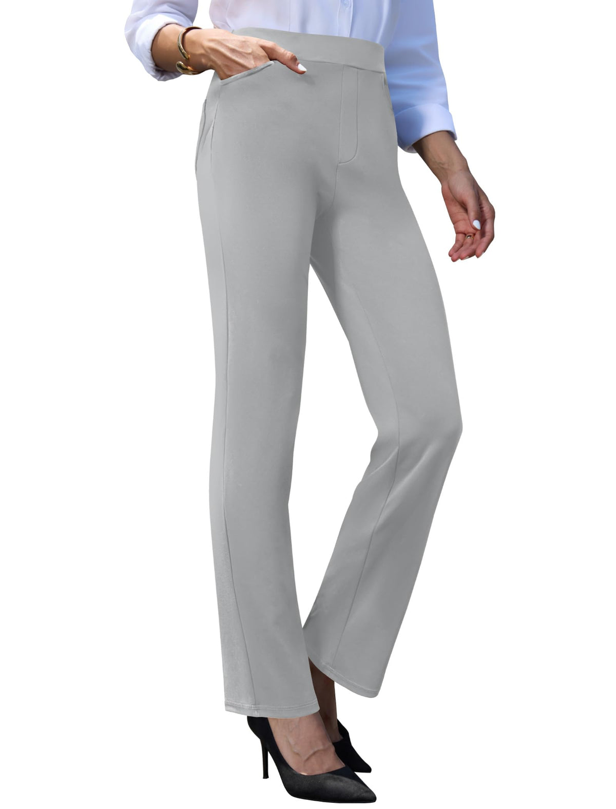 Keriffe Women's Stretchy Yoga Dress Pants Straight-Leg Work - Size X-Large