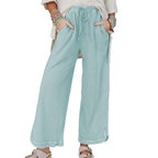 Hixiaohe Women's Casual Wide-Leg Sweatpants High-Waist - Mint-green