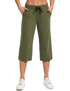 Specialmagic Women's Capri Pants Cotton Sweatpants Army Green 4xl