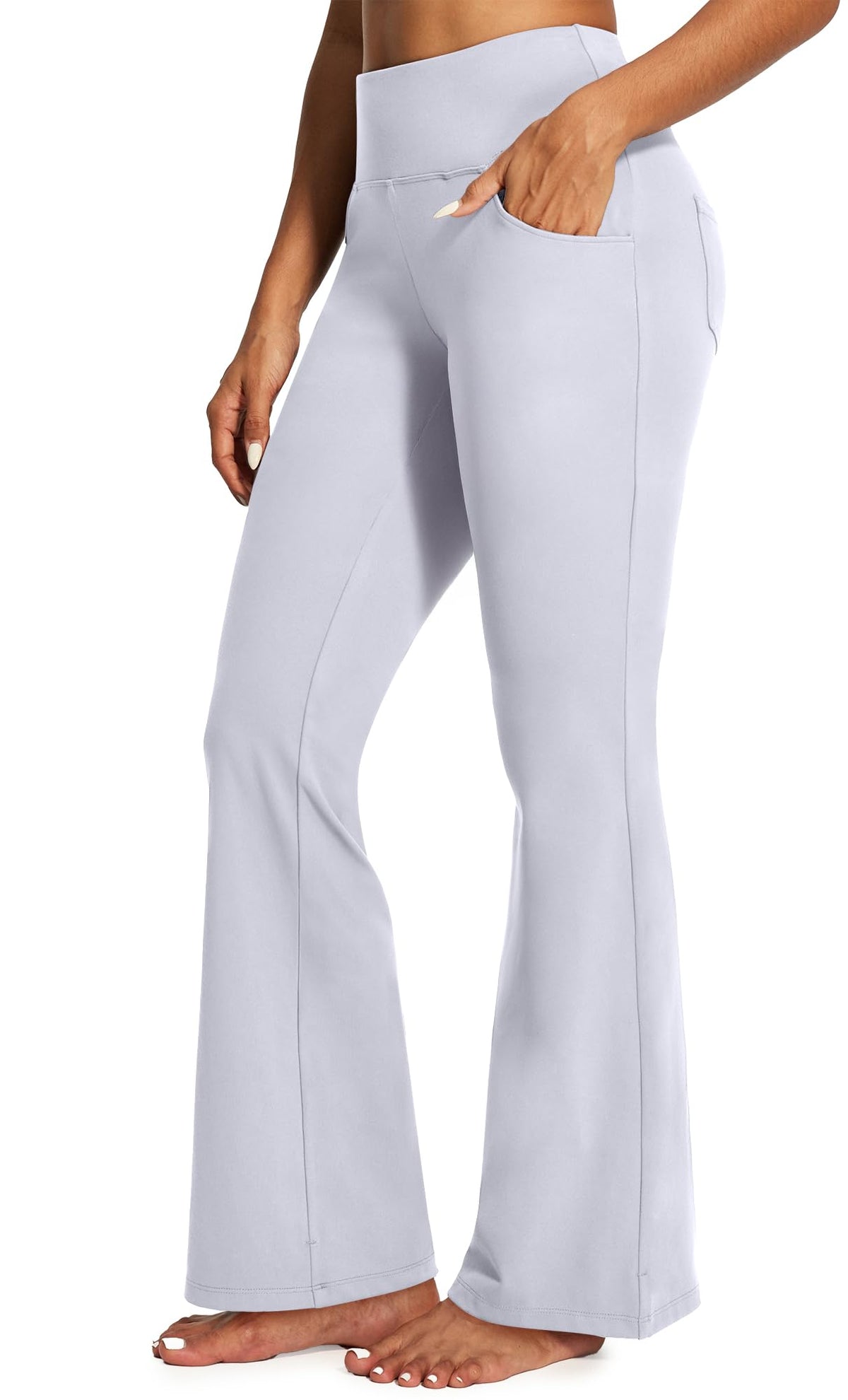 Yoga Pants Women High-Waist Workout Bootcut Flare - Light Gray