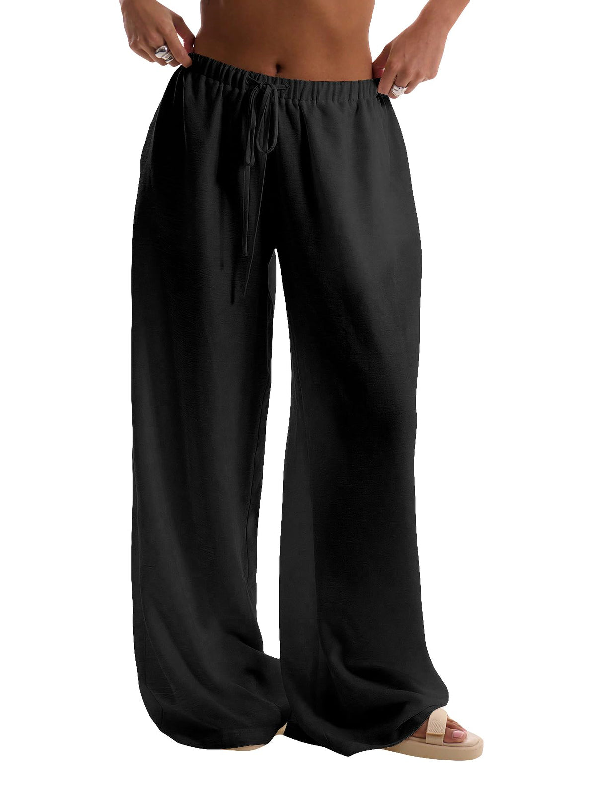 RoseSeek Women's Wide Leg Linen Pants Mesh Beach Cover Up Vacation Outfits