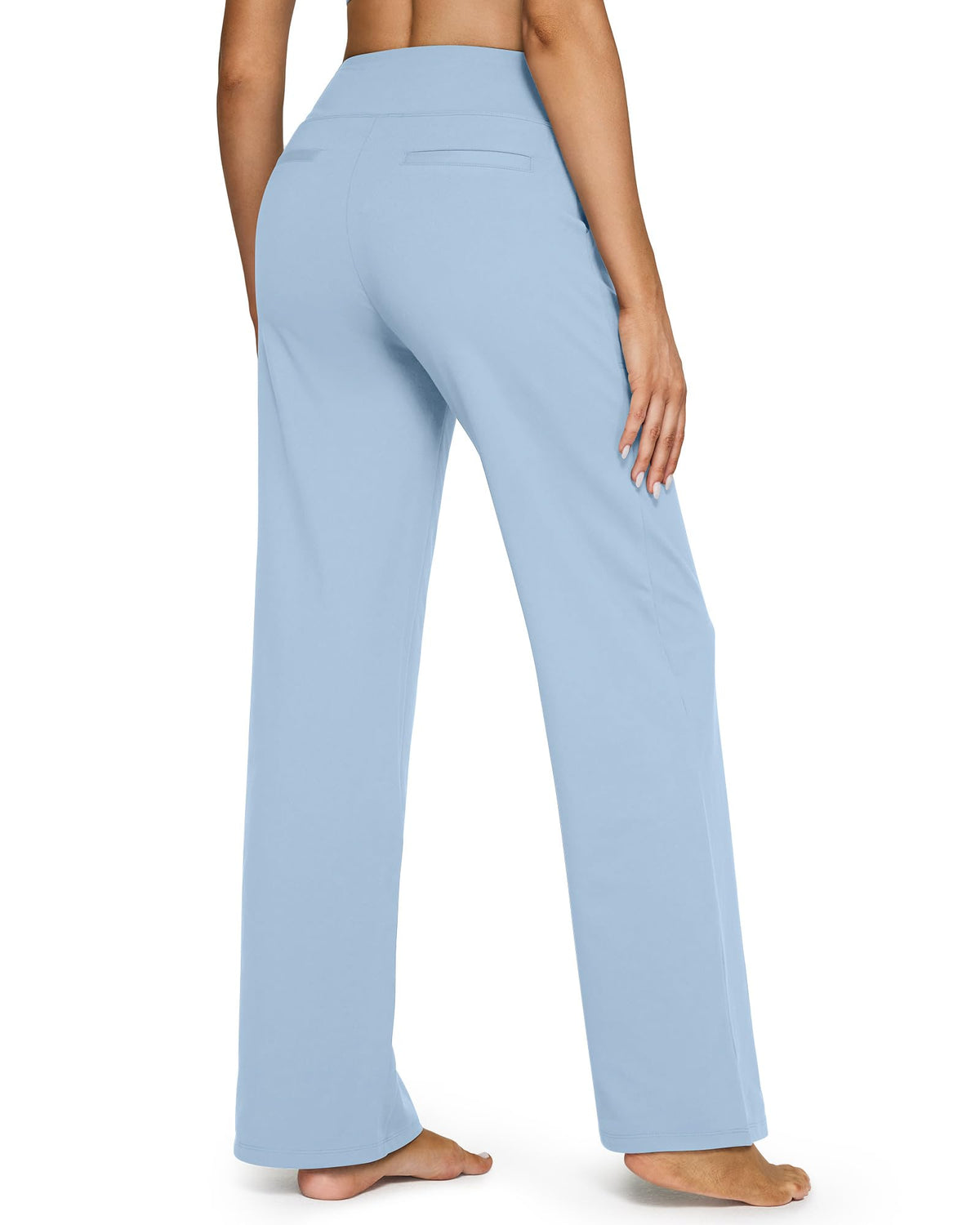 G4free Wide-Leg Yoga Pants For Women With Pockets Soft Baby Blue Xl