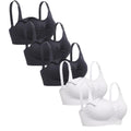 Lataly Women's Sleeping Wirefree Breastfeeding Bralette Pack of 5 Color Black White Nursing Bra