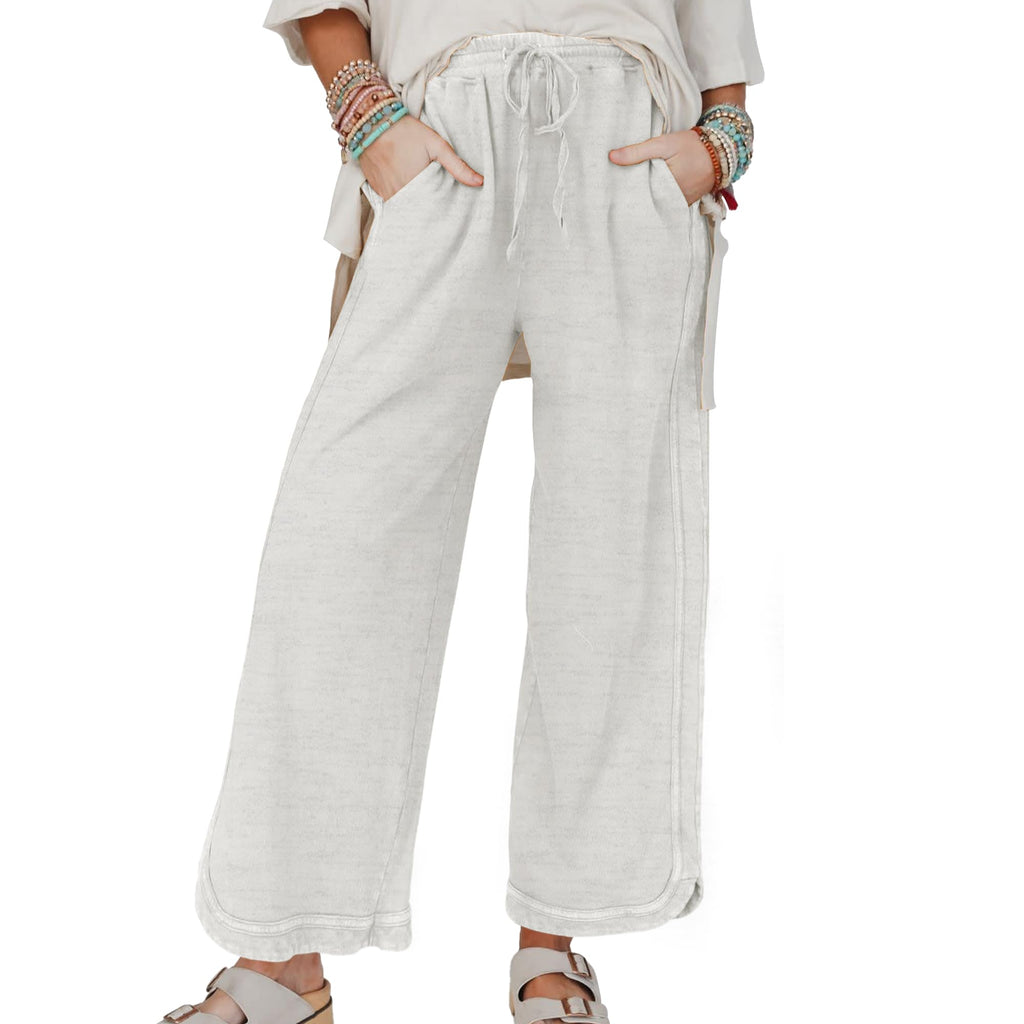 Hixiaohe Women's Casual Wide-Leg Sweatpants High-Waist - Size X-Small