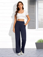 Fireswan Yoga Pants Women High-Waist Wide-Leg With Pockets Navy