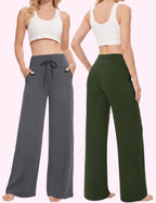 Showitty 3 Pack Women's Wide-Leg Yoga Pants With - 09 Black, Grey,