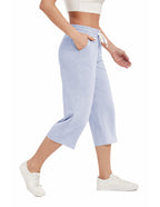 Specialmagic Women's Capri Pants Cotton Sweatpants Mist Blue Xl