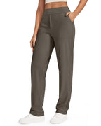 G4free Yoga Pants Women With Pockets Straight-Leg Dark Taupe M Petite