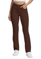Vimpep Straight-Leg Yoga Dress Pants For Women Pull On - Brown