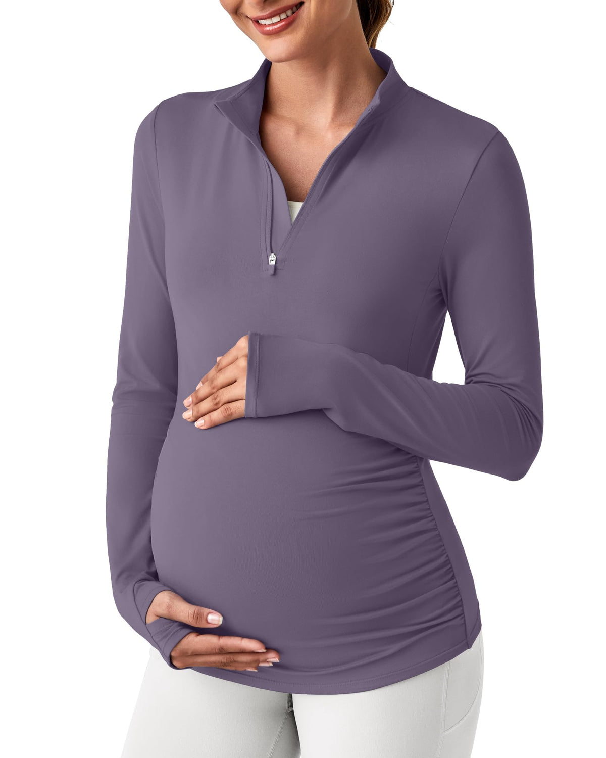 Women's Rash Guard Swimsuit G4free Maternity Clothes - Gray Purple
