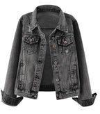 Kedera Womens Denim Jackets Distressed Ripped Long Sleeve Jean Jacket Coats - Wash Black