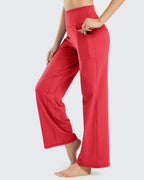 Promover Wide-Leg Pants For Women With Pockets Stretch Soft Red S