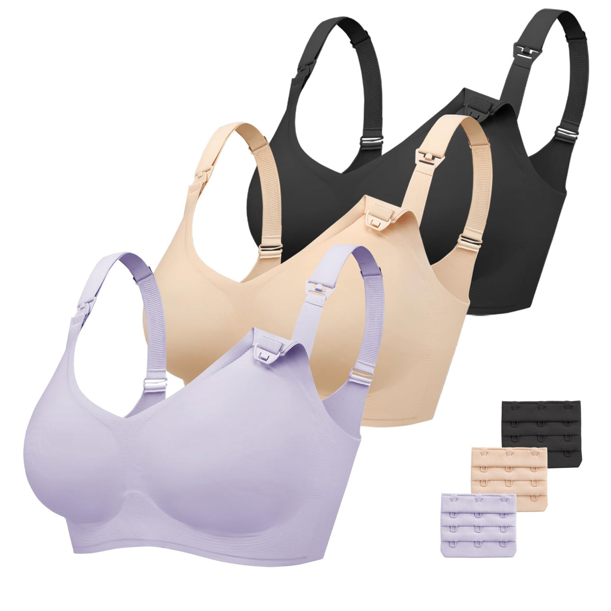 Women's Vinfact 3 Pack for Breastfeeding Comfort for Pregnancy Wireless Seamless Nursing Bra